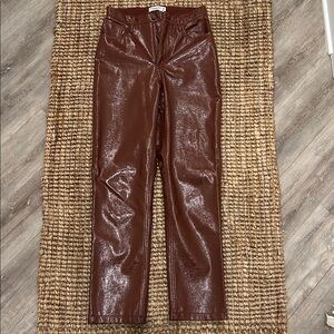 Abercrombie & Fitch Curve Love 90s Straight Ultra High Rise Vegan Leather Pants